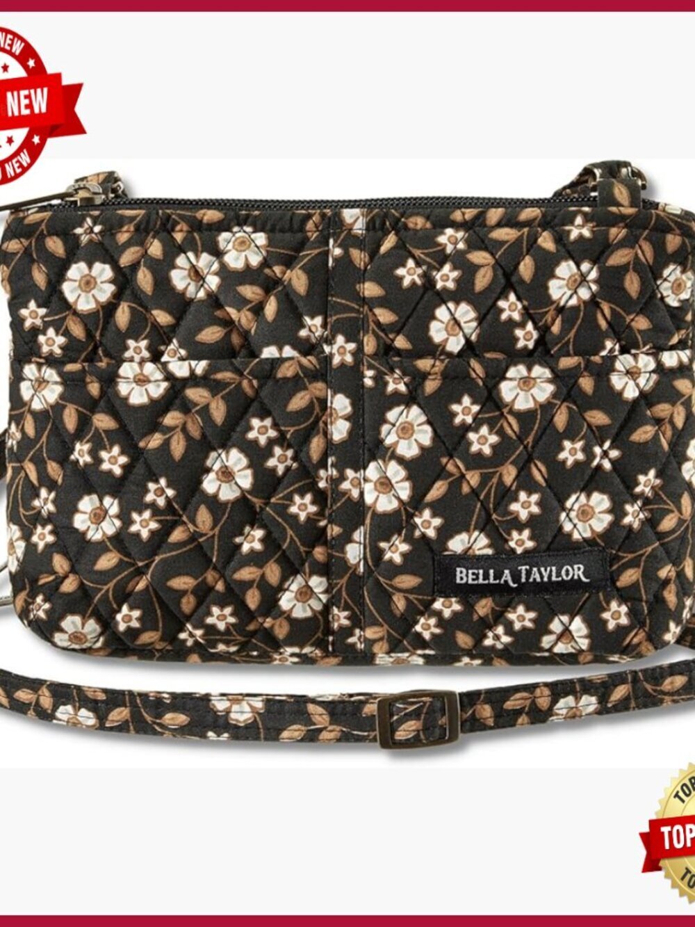 Small Crossbody Purse with Built-In Wallet, Adjustable Strap, Cotton
